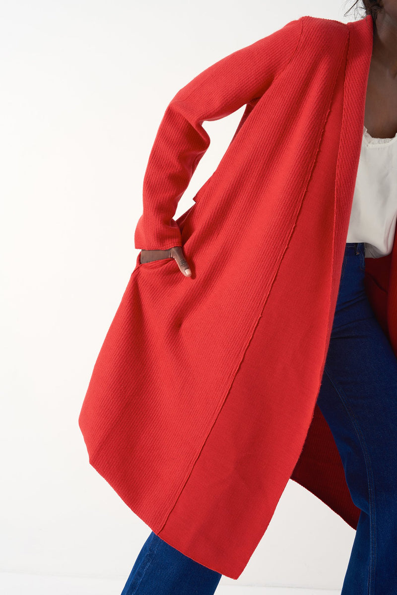 GLORIA RED - Brushed Knit Duster