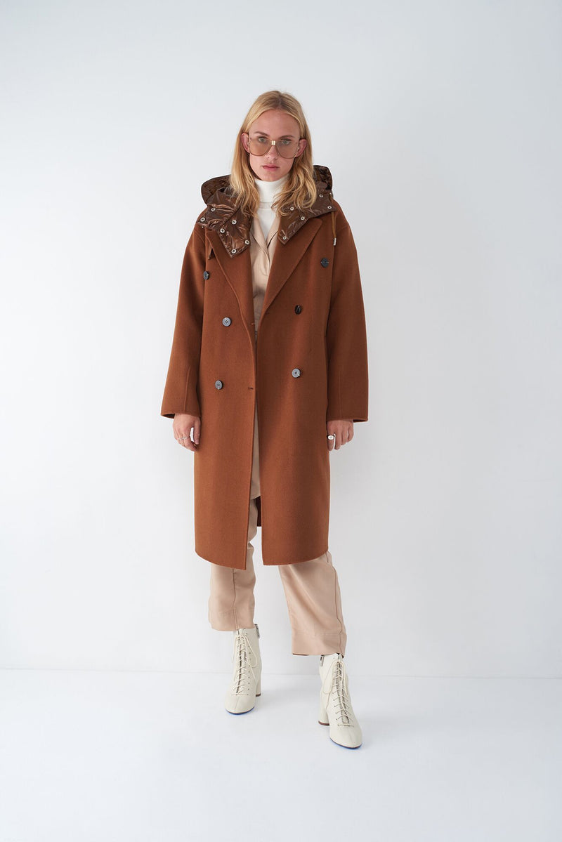 JUDE - OVERSIZED COAT WITH QUILTED HOOD