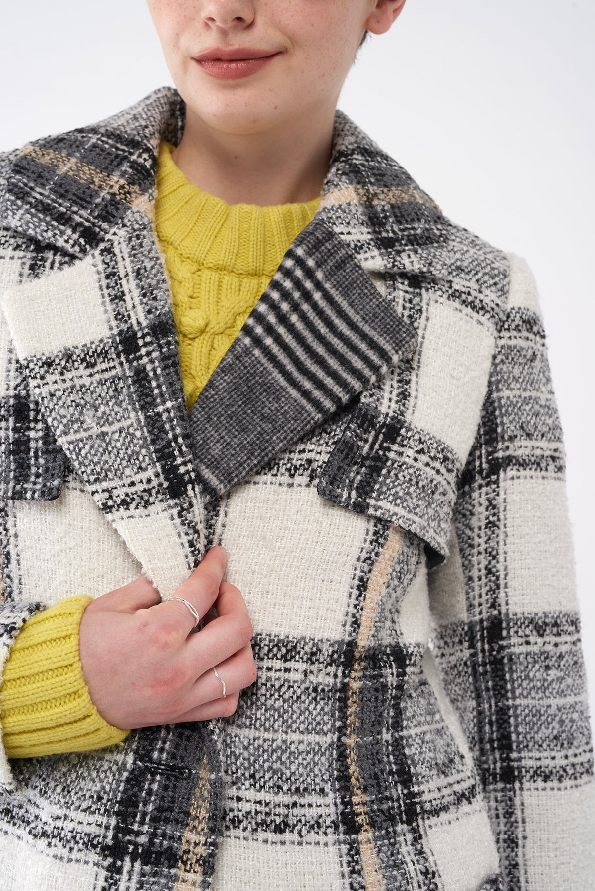 NVLT Plaid Boucle Long Coat Sosken Studios