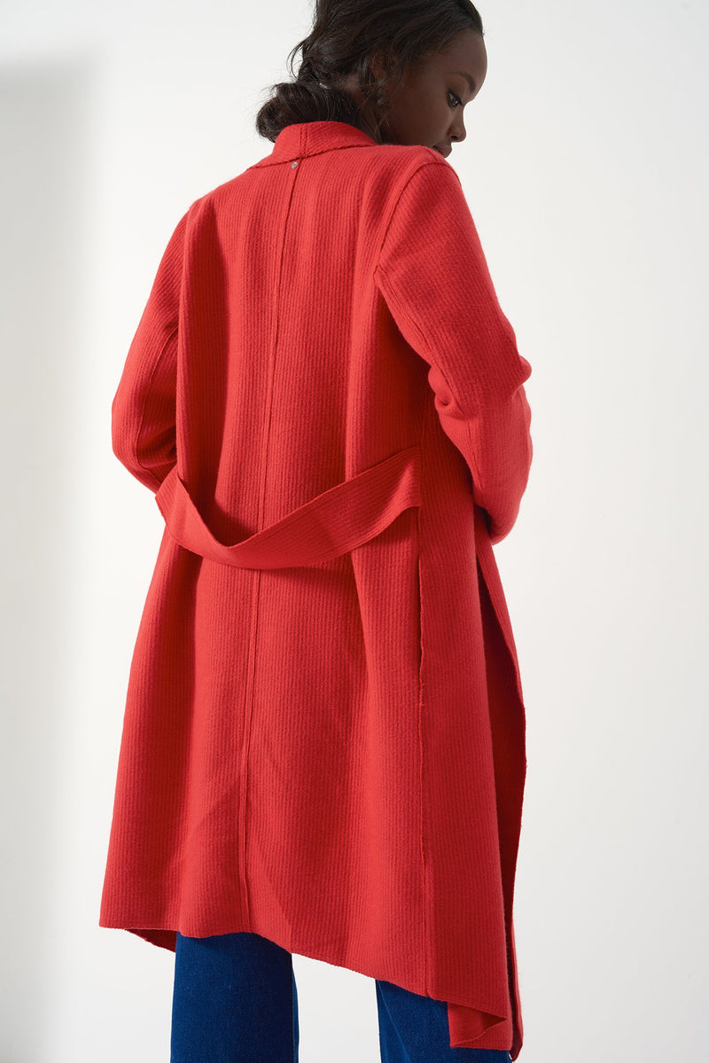 GLORIA RED - Brushed Knit Duster