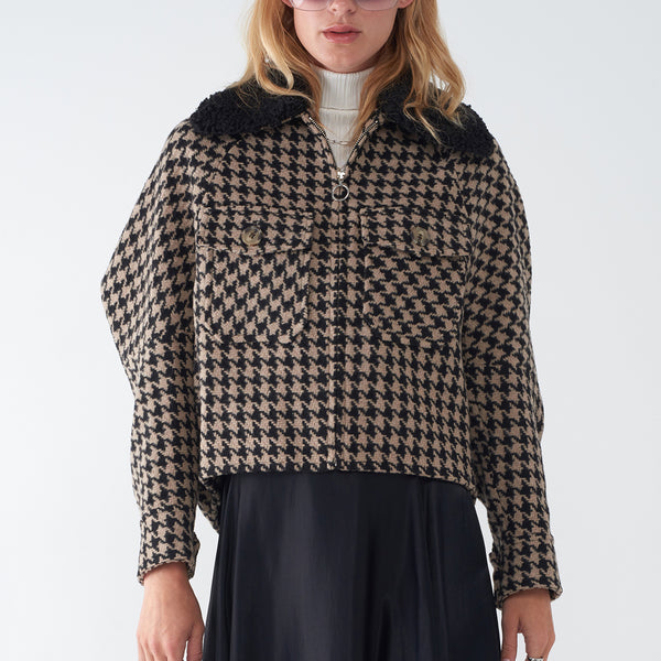 JADEN - BLACK HOUNDSTOOTH BOMBER JACKET – Søsken Studios JADEN - BLACK HOUNDSTOOTH BOMBER JACKET – Søsken Studios