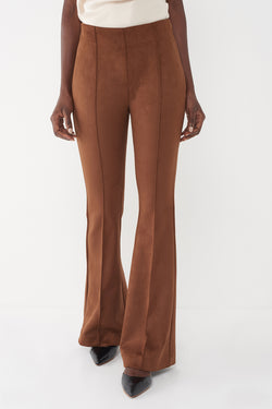 JAMIE - FAUX SUEDE TOBACCO SUITING PANT