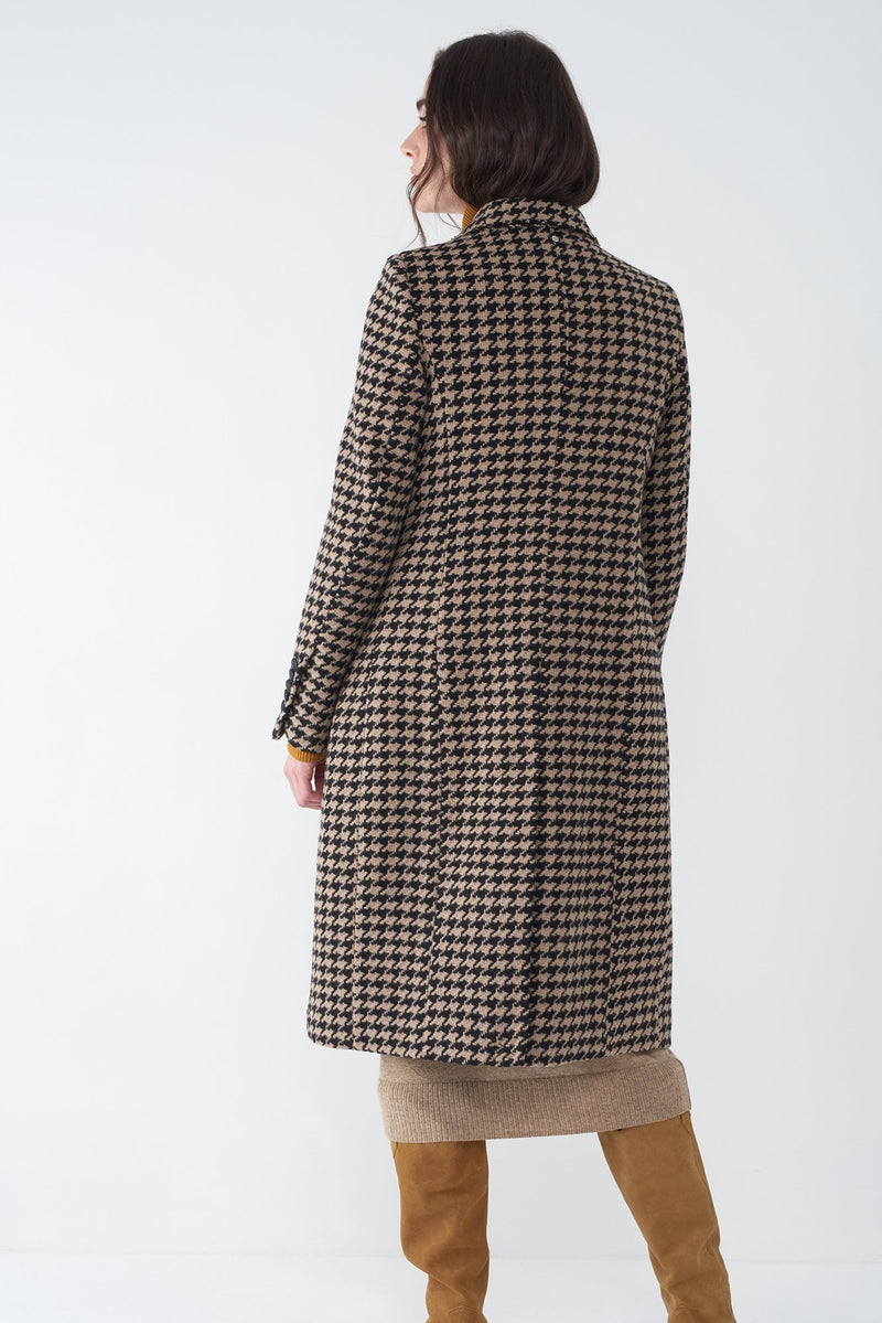 JULIE - HOUNDSTOOTH MILITARY-STYLE COAT